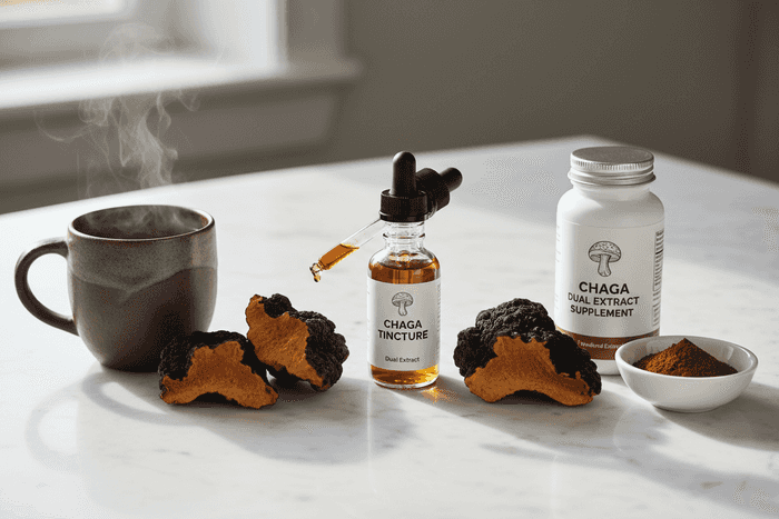 Chaga Tea vs Tincture vs Dual Extract: Which Form? article cover